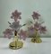 Italian Regency Pink Flower Murano Glass Table Lamps, 1980s, Set of 2, Image 1