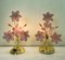 Italian Regency Pink Flower Murano Glass Table Lamps, 1980s, Set of 2 2