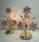 Italienische Regency Murano Glas Tischlampen mit rosa Blumen, 1980er, 2er Set 14