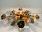 Florentine Gilded Flush Mount Ceiling Lamp with Roses, Italy, 1960s, Image 18