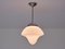 Art Deco Drop Shaped Pendant Light in Opal Glass and Nickel from Gispen, Netherlands, 1930s, Image 3
