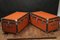 Fabric, Leather, Metal and Poplar Mail Trunks with Key, Set of 2 1