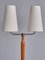 Lámpara de pie sueca moderna de dos brazos de teca y latón, años 40, Imagen 5