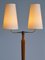 Lámpara de pie sueca moderna de dos brazos de teca y latón, años 40, Imagen 4
