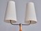 Lámpara de pie sueca moderna de dos brazos de teca y latón, años 40, Imagen 3