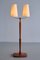 Lámpara de pie sueca moderna de dos brazos de teca y latón, años 40, Imagen 9
