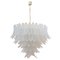 Murano Glass Leaves Opal Color Suspension Chandelier, Italy, 1990s 1