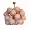 Pink Opaline Ball Chandelier with Golden Brass Fixture 1
