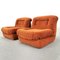 Vintage Space Age Brick Rust Velvet Armchairs from Poltrone, 1970s, Set of 2 2