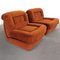 Fauteuils Space Age Vintage en Velours Brique Rouille de Poltrone, 1970s, Set de 2 3