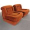 Vintage Space Age Brick Rust Velvet Armchairs from Poltrone, 1970s, Set of 2 3