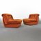 Vintage Space Age Brick Rust Velvet Armchairs from Poltrone, 1970s, Set of 2 1