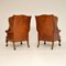Georgian Leather Wing Back Armchairs, 1930s, Set of 2, Image 3