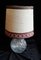 Vintage Table Lamp with Interior -Lit Glass Base and Beige Shade, 1970s, Image 2