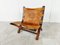 Mid-Century Leather Folding Lounge Chair, 1950s, Image 8