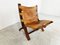 Mid-Century Leather Folding Lounge Chair, 1950s 4