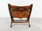 Mid-Century Leather Folding Lounge Chair, 1950s, Image 3