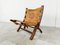 Mid-Century Leather Folding Lounge Chair, 1950s, Image 1