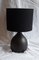 Vintage German Table Lamp with Black and Gray Ceramic Foot and Black Fabric Screen, 1980s 1