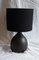 Vintage German Table Lamp with Black and Gray Ceramic Foot and Black Fabric Screen, 1980s, Image 1