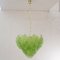 Suspension Chandelier in Murano Glass Leaves Green Color, Italy, 1990s 4