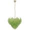 Suspension Chandelier in Murano Glass Leaves Green Color, Italy, 1990s 1