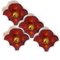 Several Flower Red Ceramic Wall Lights attributed to Hustadt Keramik, Germany, 1970s, Set of 4 2