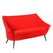 Red Fabric Sofa, Italy, 1950s-1960s 1