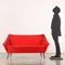 Red Fabric Sofa, Italy, 1950s-1960s 2