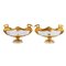 20th Century French Round Vases in Cast Glass and Gilded Bronze with Swan Motif, Set of 3, Image 1