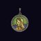 Gold and Stained Glass Enamel Pendant on Chain with Our Lady Portrait 2