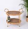 Mid-Century Italian Oval Bamboo and Rattan Serving Bar Cart, 1960s 7