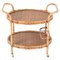 Mid-Century Italian Oval Bamboo and Rattan Serving Bar Cart, 1960s 1