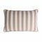 Striped Outdoor Happy Frame Pillow Beige and White with Piping 1
