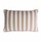 Striped Outdoor Happy Frame Pillow Beige and White with Piping, Image 1