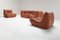 Vintage Togo Sofa aus Orangefarbenem Leder von Michel Ducaroy für Ligne Roset, 4er Set 17