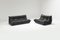 Vintage Togo Sofa in Black Leather by Michel Ducaroy for Ligne Roset, 1986, Set of 2 12