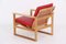 Model 2256 Armchair in Oak and with Red Cowhide by Børge Mogensen for for Fredericia, Image 4