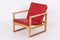 Model 2256 Armchair in Oak and with Red Cowhide by Børge Mogensen for for Fredericia, Image 3