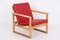 Model 2256 Armchair in Oak and with Red Cowhide by Børge Mogensen for for Fredericia 1