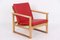 Model 2256 Armchair in Oak and with Red Cowhide by Børge Mogensen for for Fredericia, Image 1
