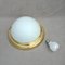 Brass and Glass Opaline Ceiling Lamp 8