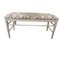 Vintage Upholstered Faux Bamboo Wood Bench 1