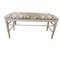 Vintage Upholstered Faux Bamboo Wood Bench, Image 1