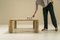 Square Travertine Coffee Table with Cylindrical Legs, France, 1970s 5