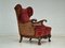 Danish Armchair in Ash Wood and Velour, 1930s 1