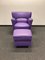Violet Club Chair with Stool, 1970s, Set of 2 3