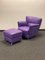 Violet Club Chair with Stool, 1970s, Set of 2 1