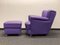 Violet Club Chair with Stool, 1970s, Set of 2 2