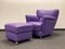 Violet Club Chair with Stool, 1970s, Set of 2 5